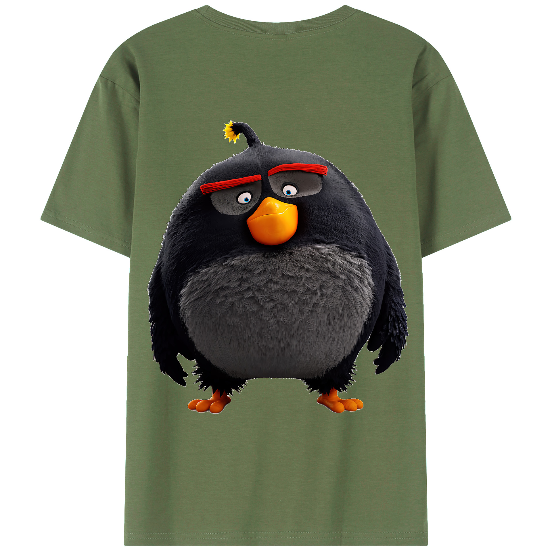 （画像用） Angry Birds アングリーバード 綿100％ メンズ半袖Tシャツ（バックプリント） 通気性